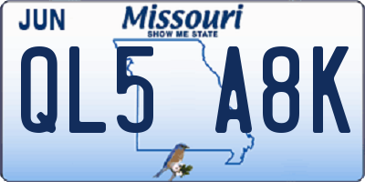 MO license plate QL5A8K
