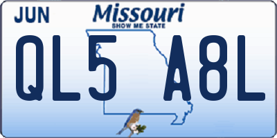 MO license plate QL5A8L