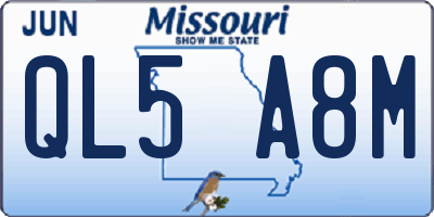 MO license plate QL5A8M