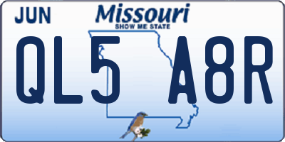 MO license plate QL5A8R