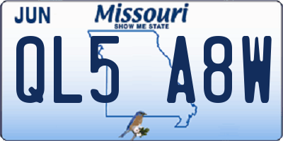MO license plate QL5A8W