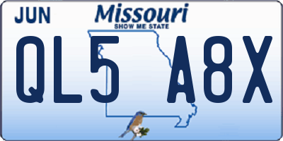 MO license plate QL5A8X