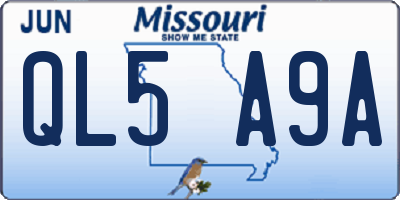 MO license plate QL5A9A