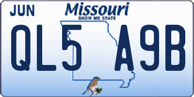 MO license plate QL5A9B