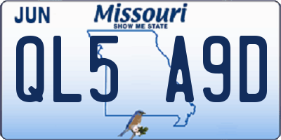 MO license plate QL5A9D