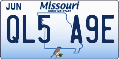 MO license plate QL5A9E