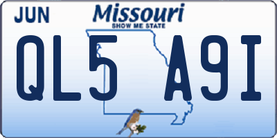 MO license plate QL5A9I