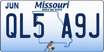 MO license plate QL5A9J