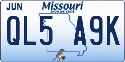 MO license plate QL5A9K