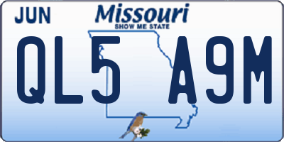 MO license plate QL5A9M