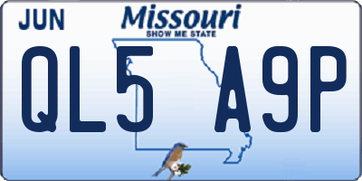 MO license plate QL5A9P