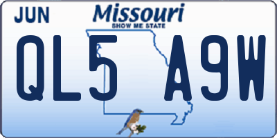 MO license plate QL5A9W