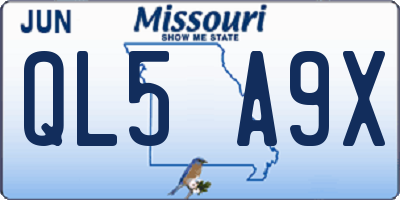 MO license plate QL5A9X
