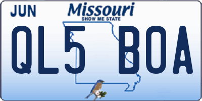 MO license plate QL5B0A