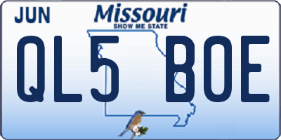 MO license plate QL5B0E