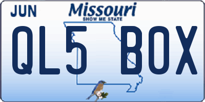 MO license plate QL5B0X