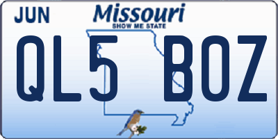 MO license plate QL5B0Z