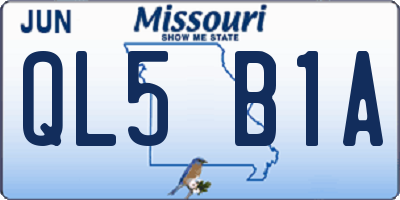MO license plate QL5B1A