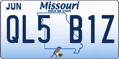 MO license plate QL5B1Z