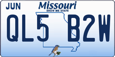 MO license plate QL5B2W