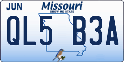 MO license plate QL5B3A