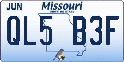 MO license plate QL5B3F