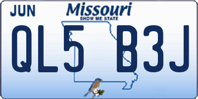 MO license plate QL5B3J