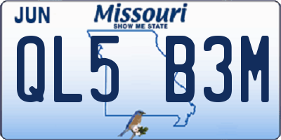 MO license plate QL5B3M