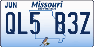 MO license plate QL5B3Z