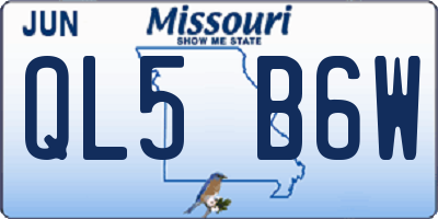 MO license plate QL5B6W