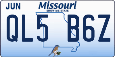 MO license plate QL5B6Z