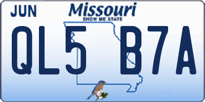 MO license plate QL5B7A