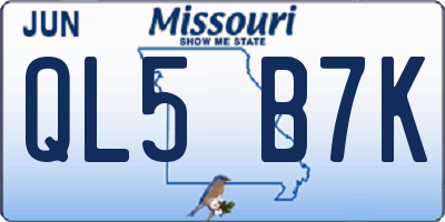 MO license plate QL5B7K