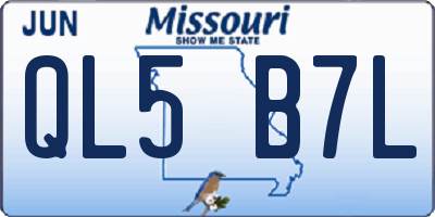 MO license plate QL5B7L