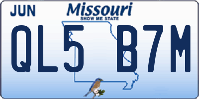 MO license plate QL5B7M