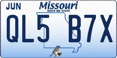 MO license plate QL5B7X