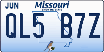 MO license plate QL5B7Z