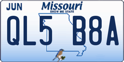 MO license plate QL5B8A