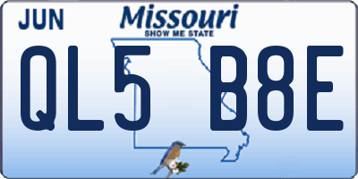 MO license plate QL5B8E