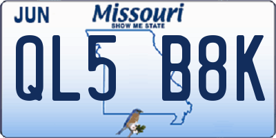 MO license plate QL5B8K