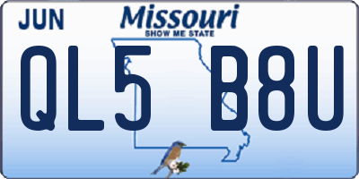 MO license plate QL5B8U