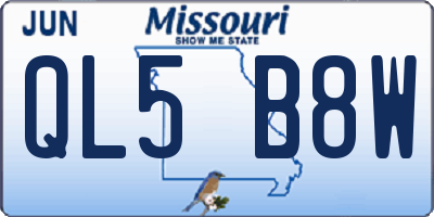 MO license plate QL5B8W