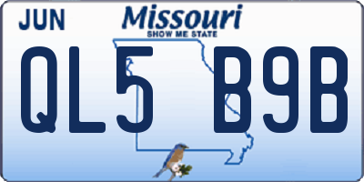 MO license plate QL5B9B