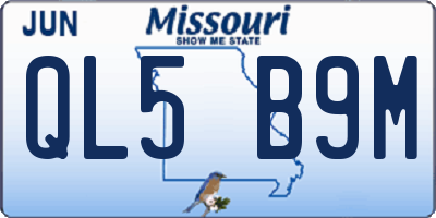 MO license plate QL5B9M