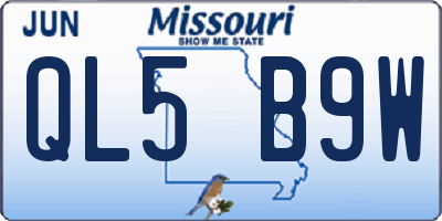 MO license plate QL5B9W