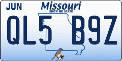 MO license plate QL5B9Z