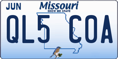 MO license plate QL5C0A