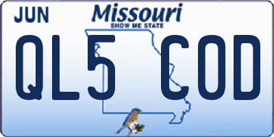 MO license plate QL5C0D