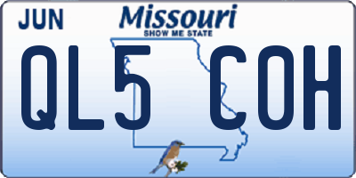 MO license plate QL5C0H