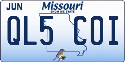 MO license plate QL5C0I